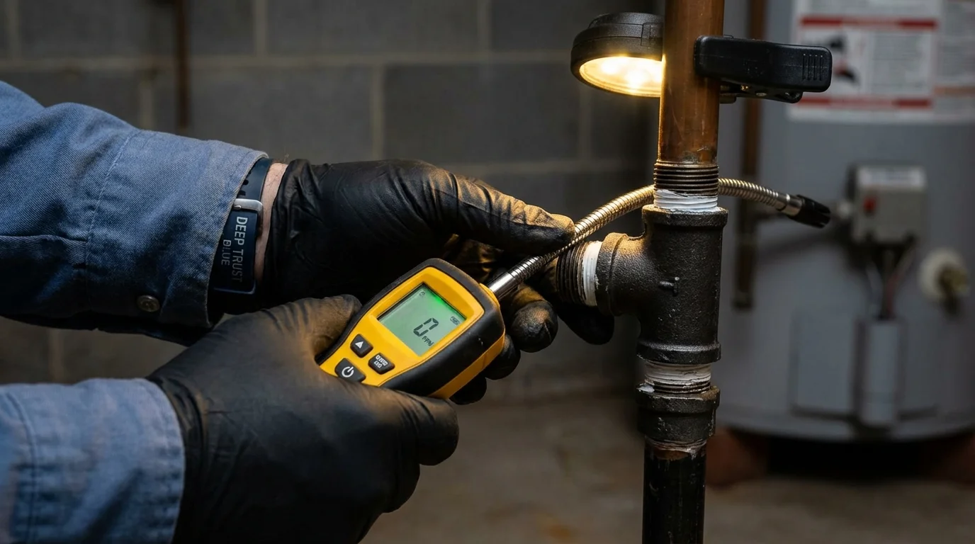 Gas leak detection with electronic sniffer by Johns Plumbing LLC in Freeburg