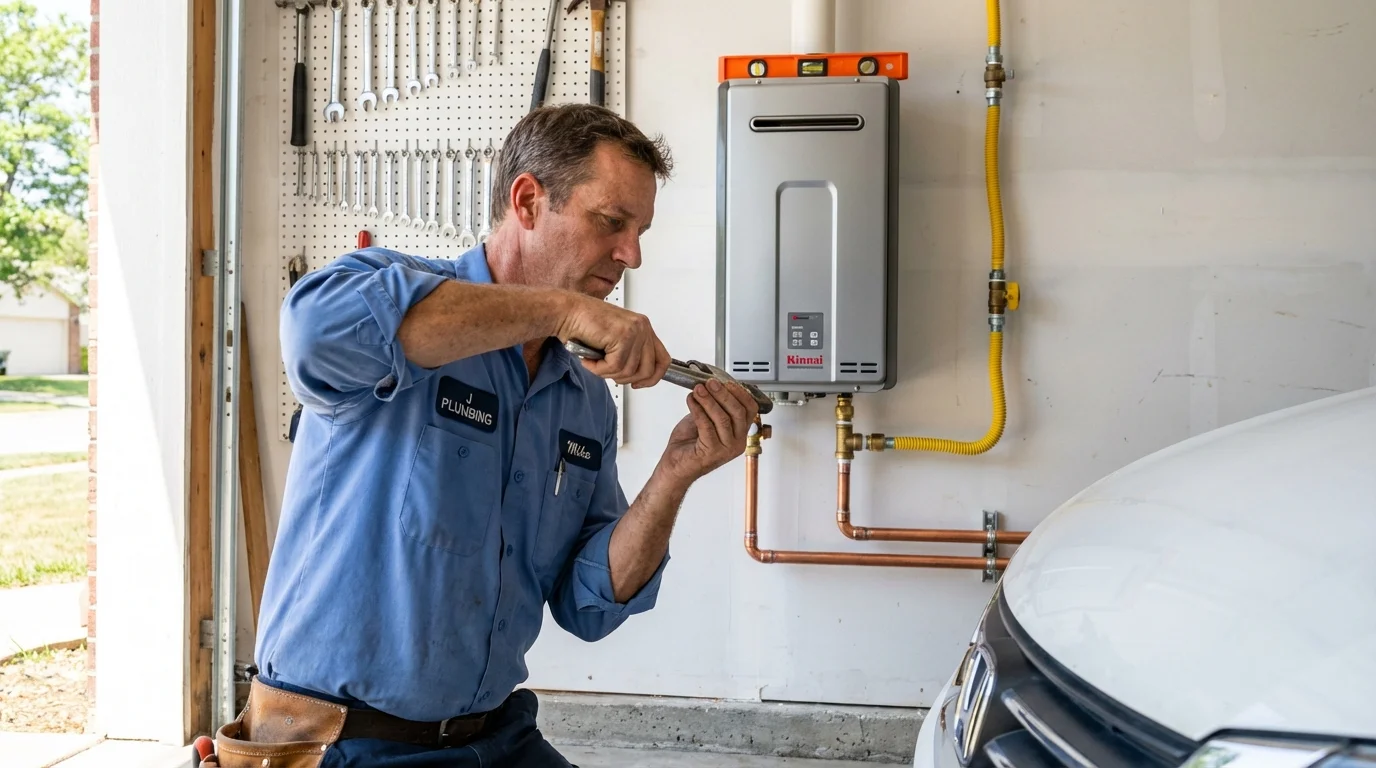 Tankless water heater installation by a Johns Plumbing LLC plumber in Freeburg